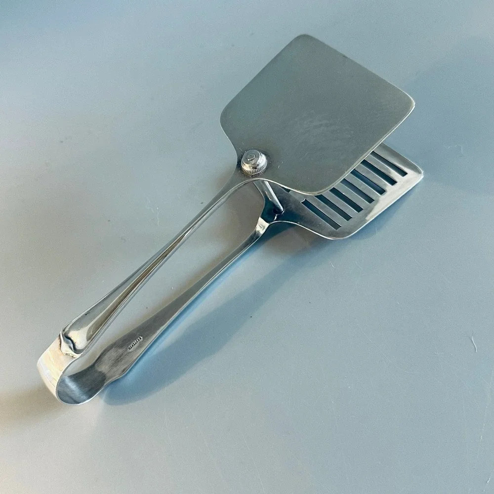 Vintage Silverplate Asparagus Tongs Sandwich Server Pierced Monogrammed HA EA FA